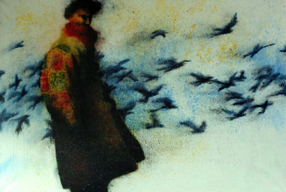 35 Bird Alley (100x150) Acryl op doek